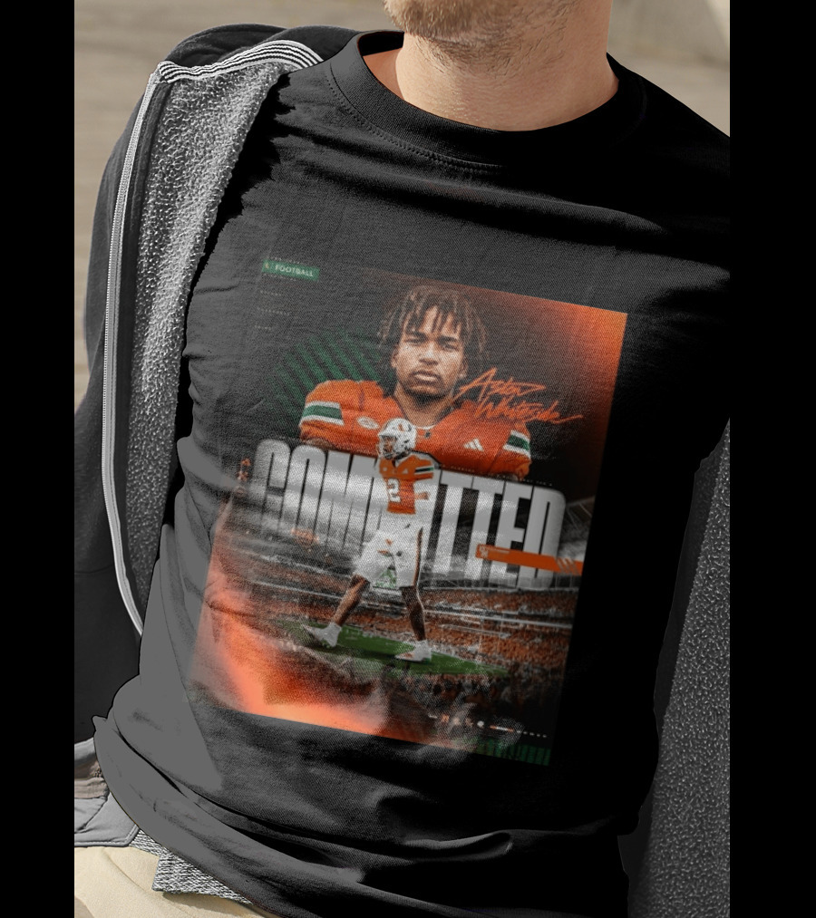 Committed Aston Whiteside Miami Hurricanes Football 2027 T-Shirt