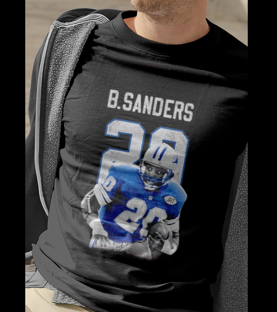 B Sanders 20 Detroit Lions Blue Football Jersey T-Shirt