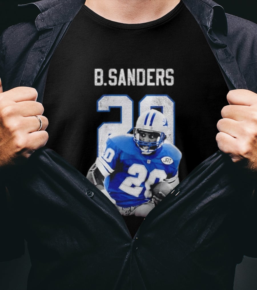 B Sanders 20 Detroit Lions Blue Football Jersey T-Shirt