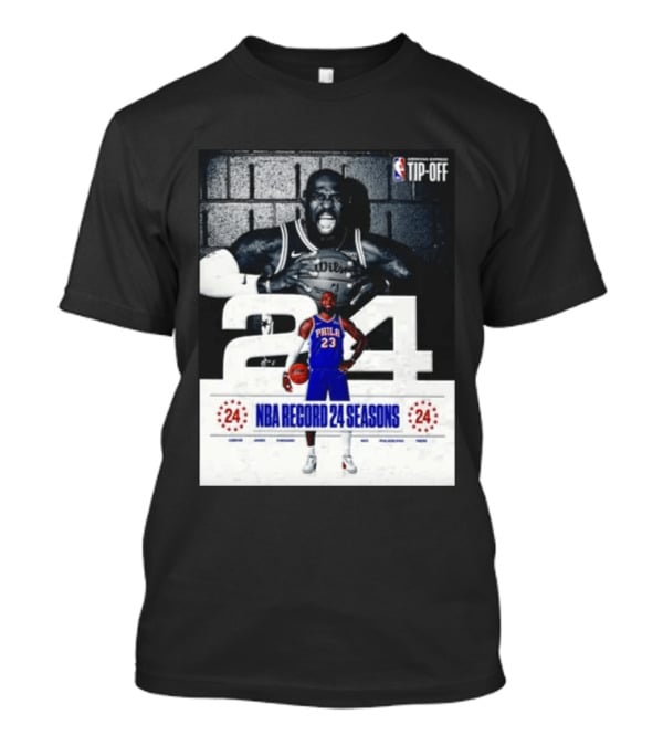 NBA Tip Off LeBron James Philadelphia 76ers Record 24 Seasons T-Shirt