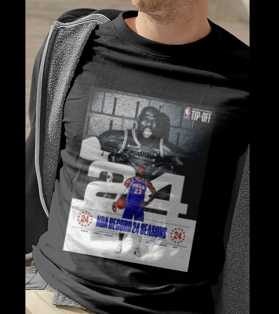 NBA Tip Off LeBron James Philadelphia 76ers Record 24 Seasons T-Shirt