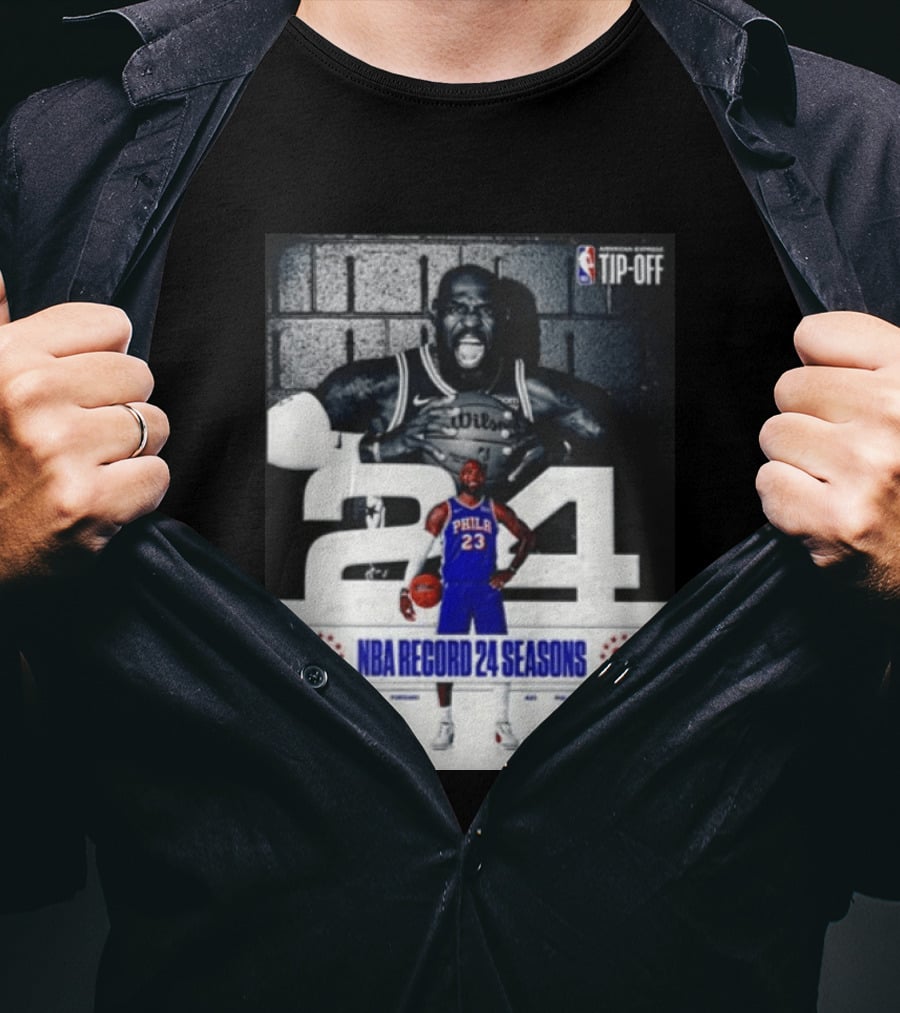 NBA Tip Off LeBron James Philadelphia 76ers Record 24 Seasons T-Shirt