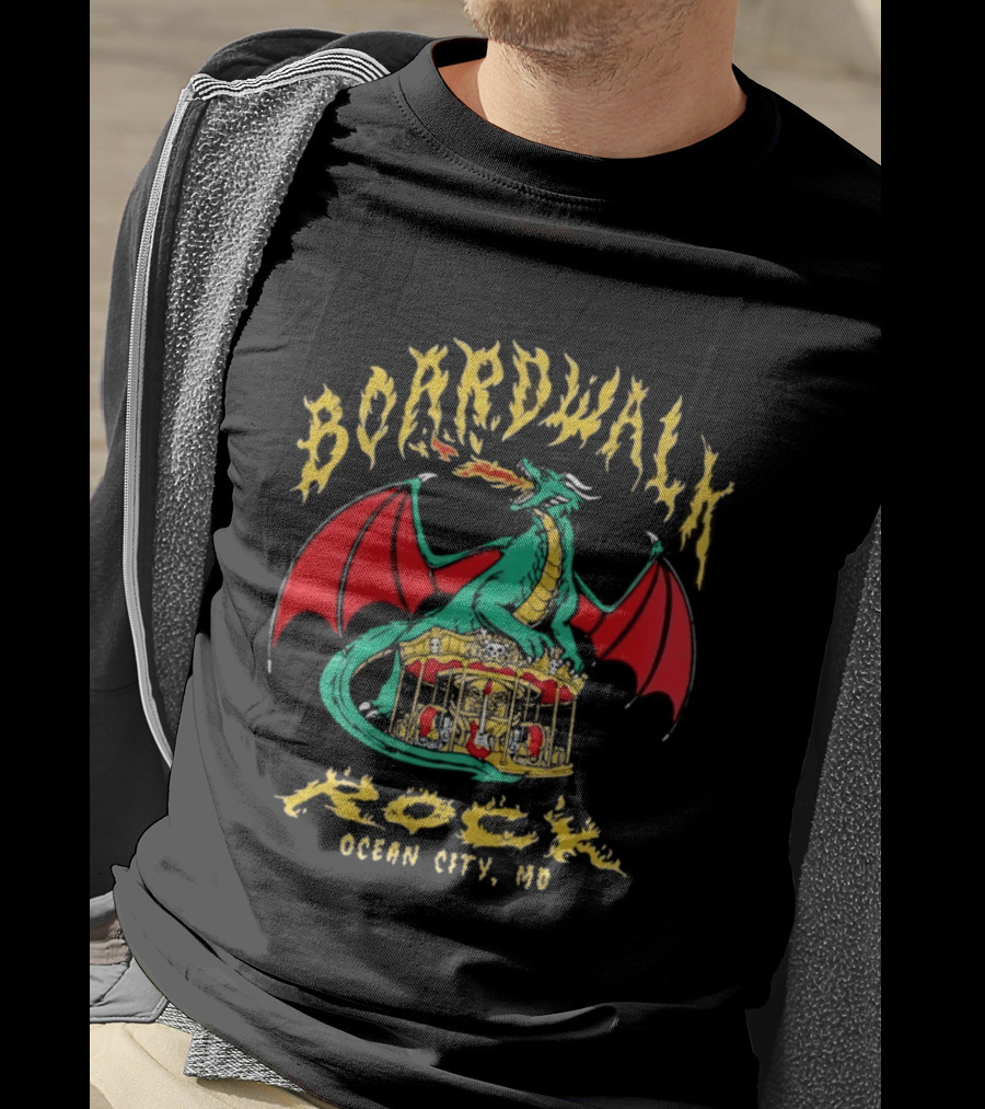 Boardwalk Rock Ocean City MD Dragon Carousel T-Shirt