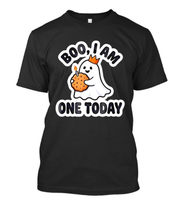 Boo I Am One Today Ghost With Crown And Cookie Birthday Candle T-Shirt