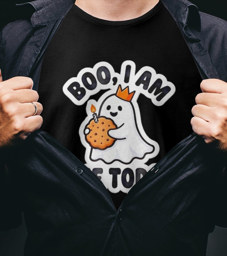 Boo I Am One Today Ghost With Crown And Cookie Birthday Candle T-Shirt