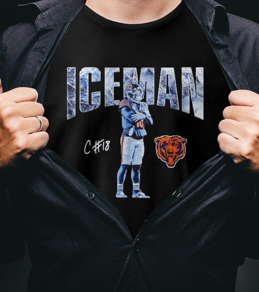 Caleb Williams Chicago Bears Iceman C Number 18 Bear T-Shirt