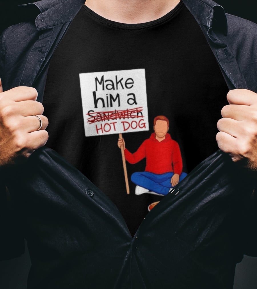 Candace Owens Make Him A Hot Dog Sign Sitting Man With Hot Dog T-Shirt