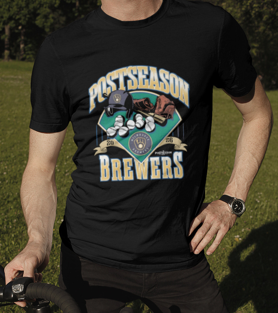 Milwaukee Brewers Postseason 2026 Baseball Helmet Bat Balls T-Shirt