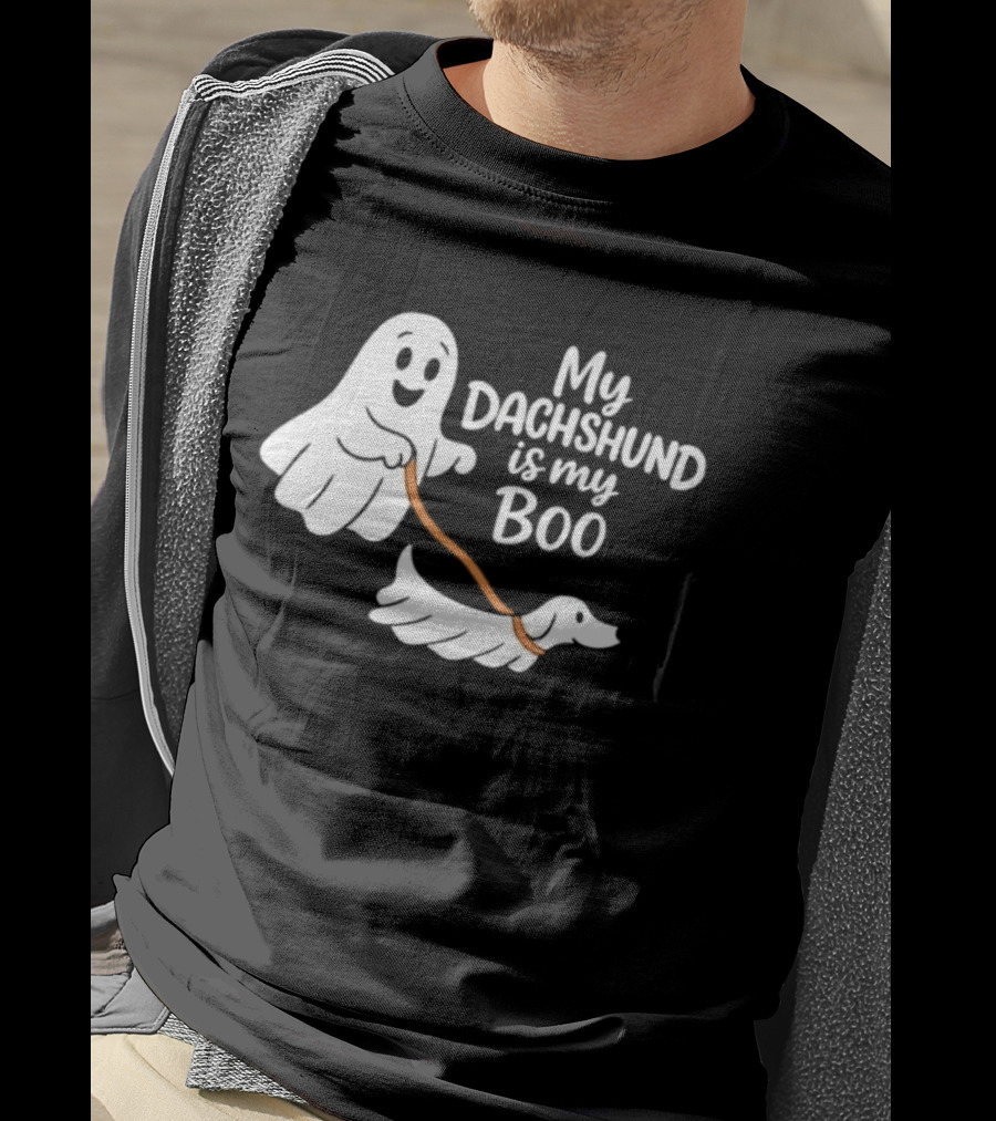 Playful Halloween Ghost Dog My Dachshund Is My Boo T-Shirt