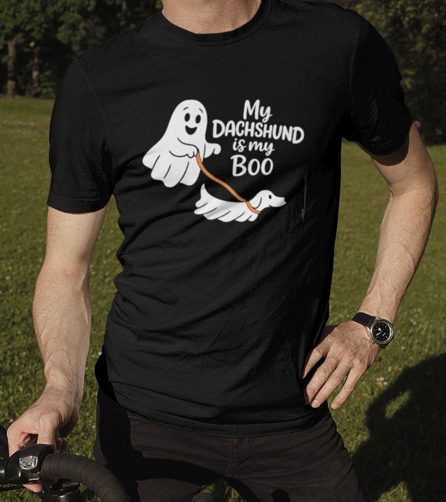 Playful Halloween Ghost Dog My Dachshund Is My Boo T-Shirt