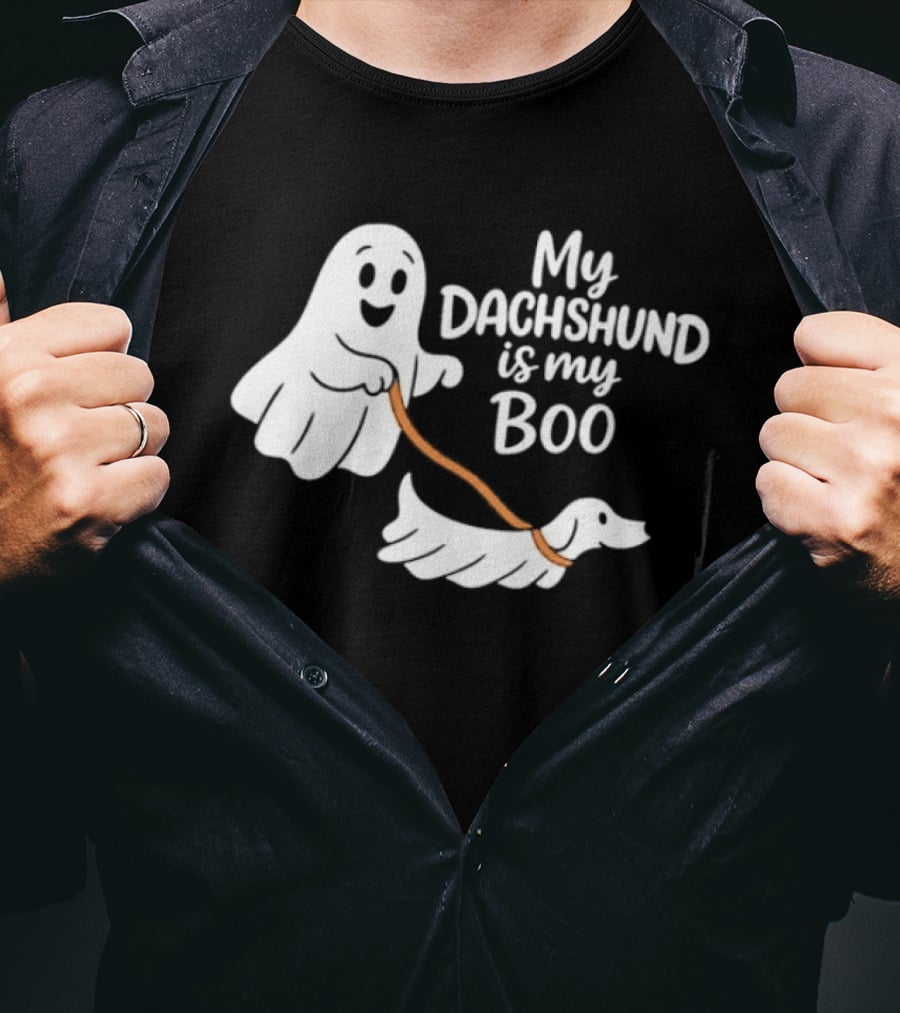 Playful Halloween Ghost Dog My Dachshund Is My Boo T-Shirt