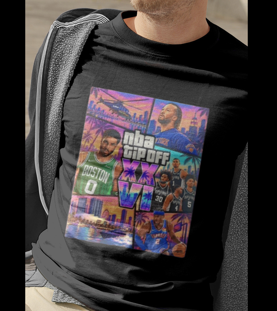 NBA Tipoff Jalen Brunson Jayson Tatum Victor Wembanyama Julian Champagnie Jeremy Sochan Shai Gilgeous Alexander T-Shirt