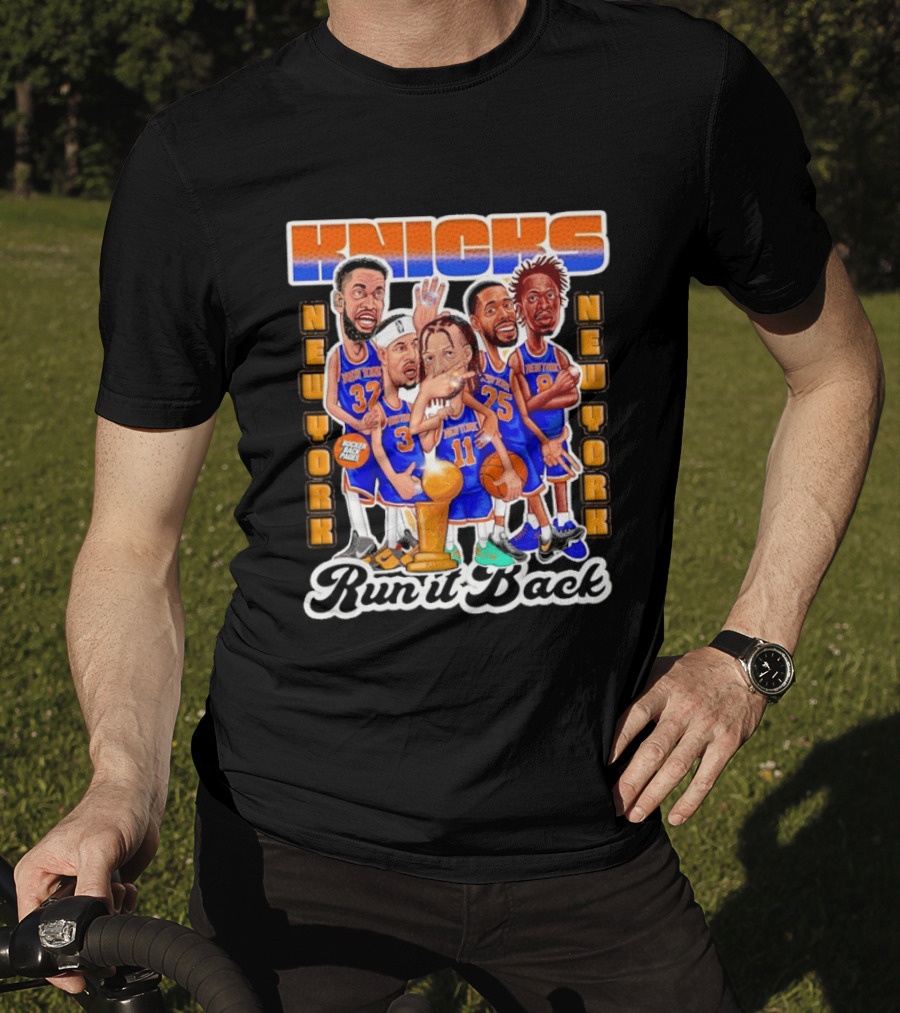 NY Knicks New York Run It Back Players 32 3 11 25 8 Bocker Back Pages T-Shirt