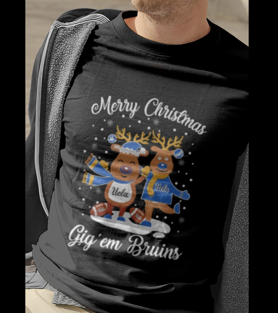 Merry Christmas UCLA Bruins Gig'em Reindeer Football Holiday 2026 T-Shirt