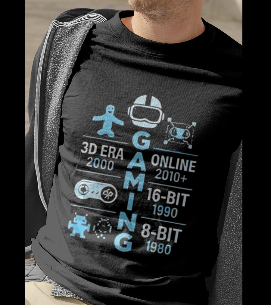 Gaming Timeline 1980 8 Bit 1990 16 Bit 2000 3D Era 2010 Online T-Shirt