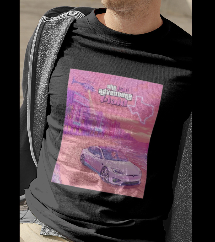Rad Adventure Plaid Tesla Beach Gag City Joshwest247 Texas Neon Helicopter T-Shirt