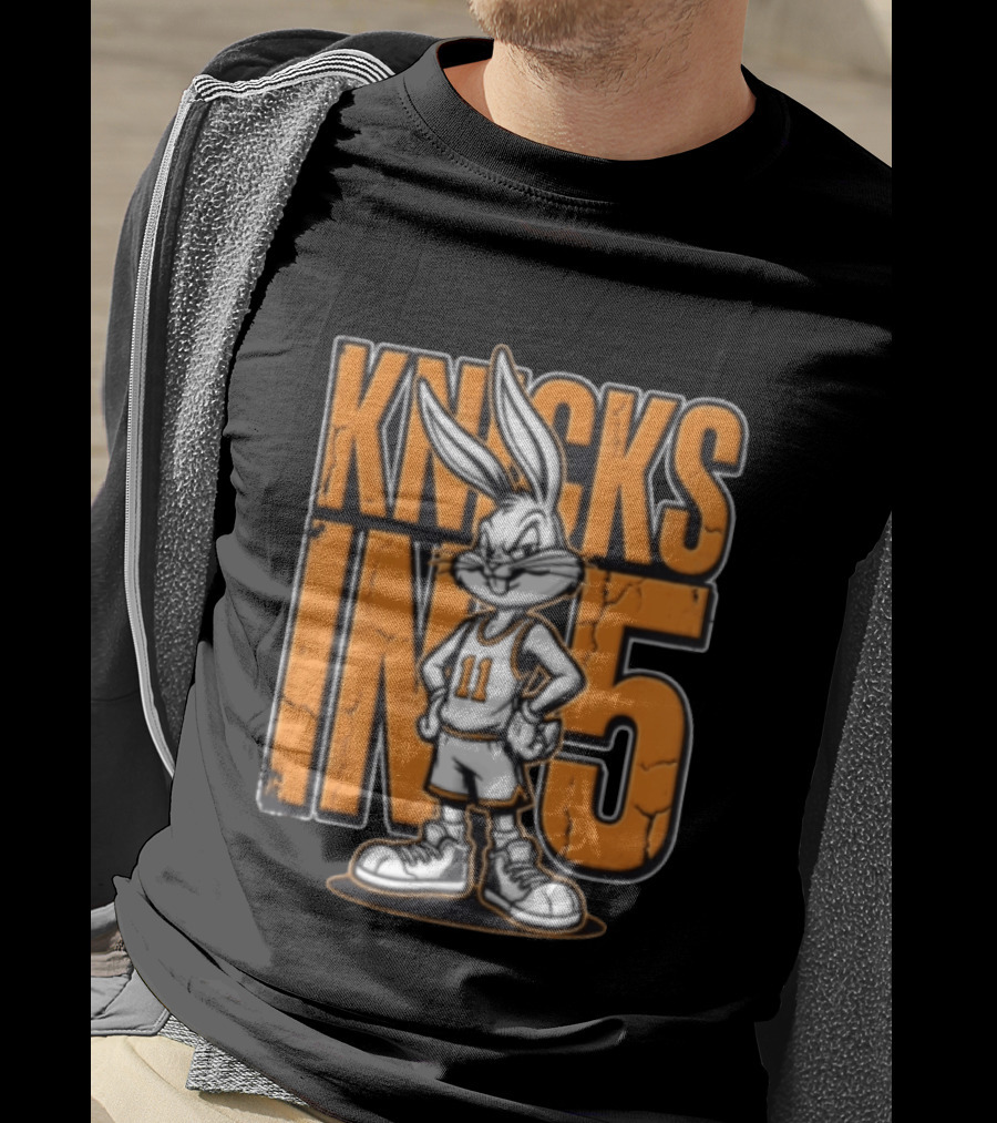 Jalen Brunson Knicks In 5 Bugs Bunny Basketball Cartoon T-Shirt