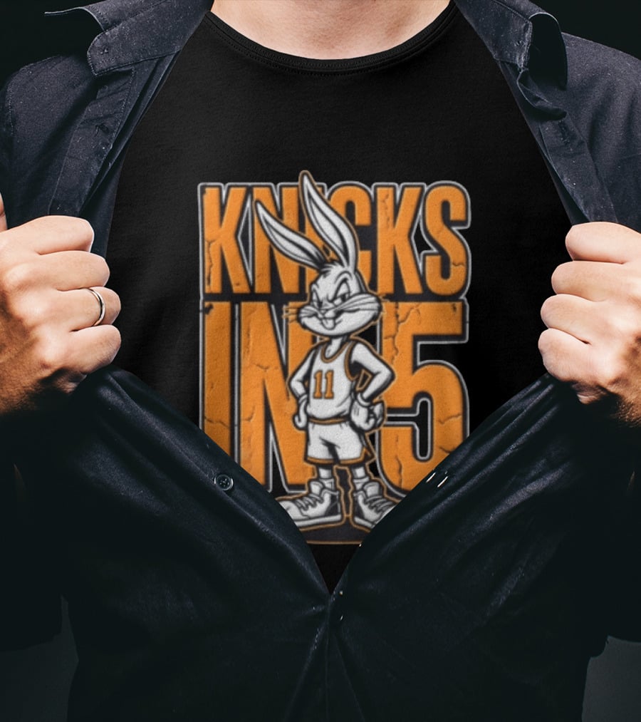 Jalen Brunson Knicks In 5 Bugs Bunny Basketball Cartoon T-Shirt