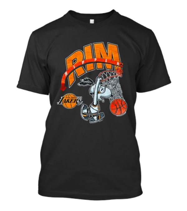 Snoopy Rim Ripper Los Angeles Lakers Basketball Orange Red T-Shirt