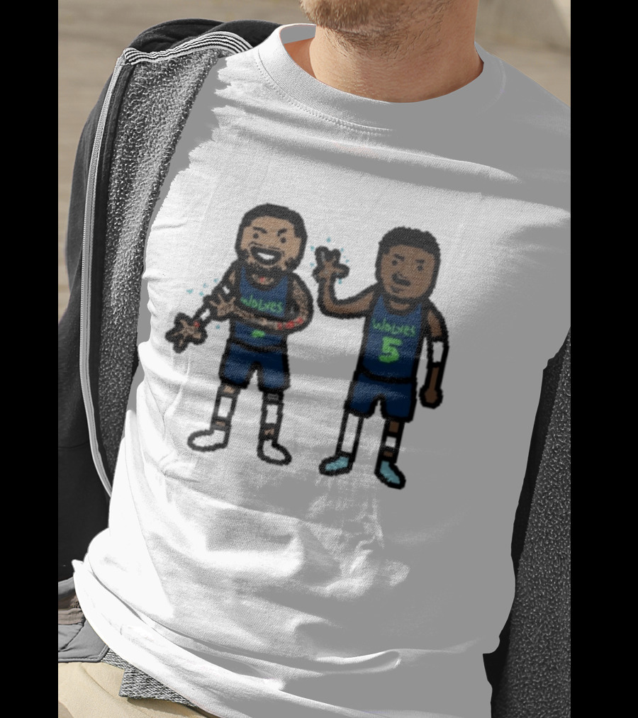 Anthony Edwards Jaden McDaniels Timberwolves 5 Pixel Players T-Shirt