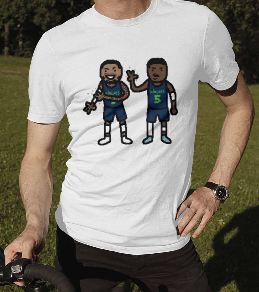Anthony Edwards Jaden McDaniels Timberwolves 5 Pixel Players T-Shirt