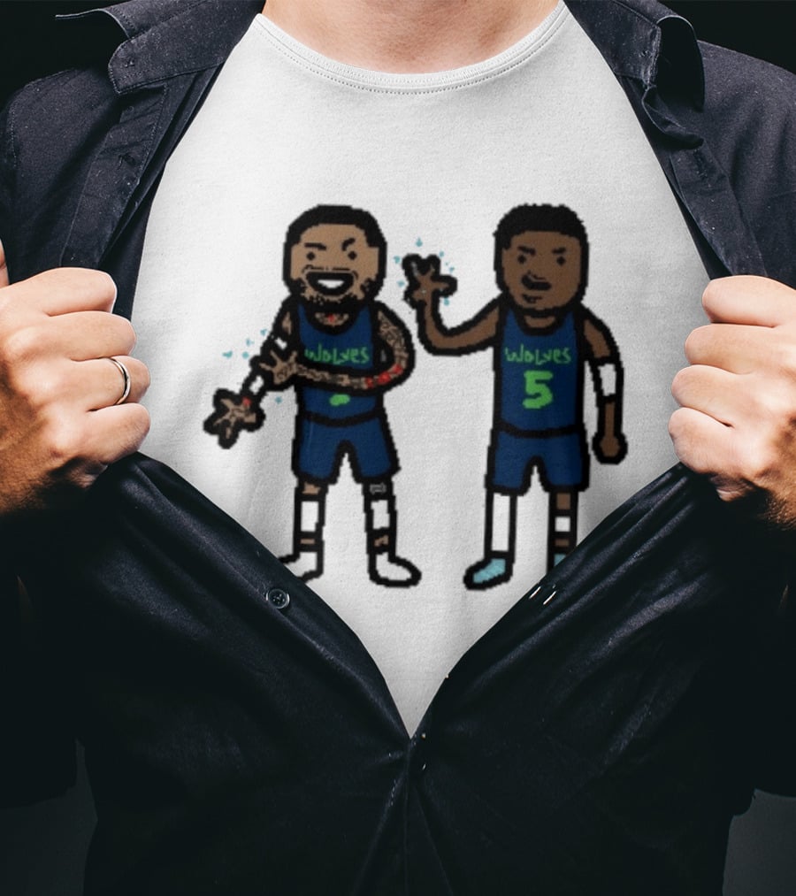 Anthony Edwards Jaden McDaniels Timberwolves 5 Pixel Players T-Shirt