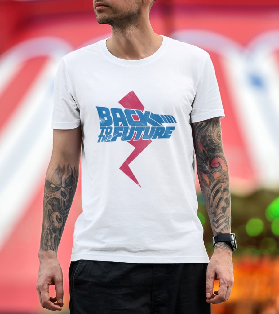 Back To The Future Distressed Lightning Bolt 80s Movie T-Shirt
