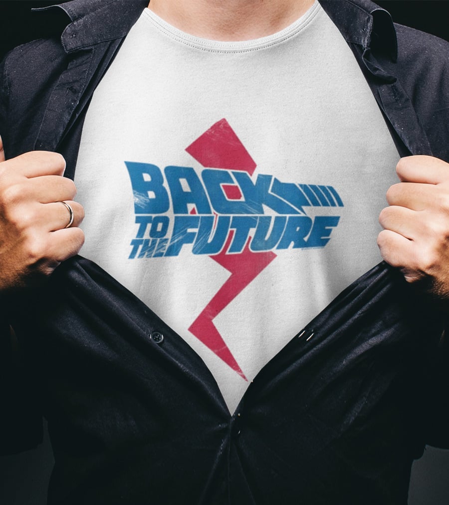 Back To The Future Distressed Lightning Bolt 80s Movie T-Shirt