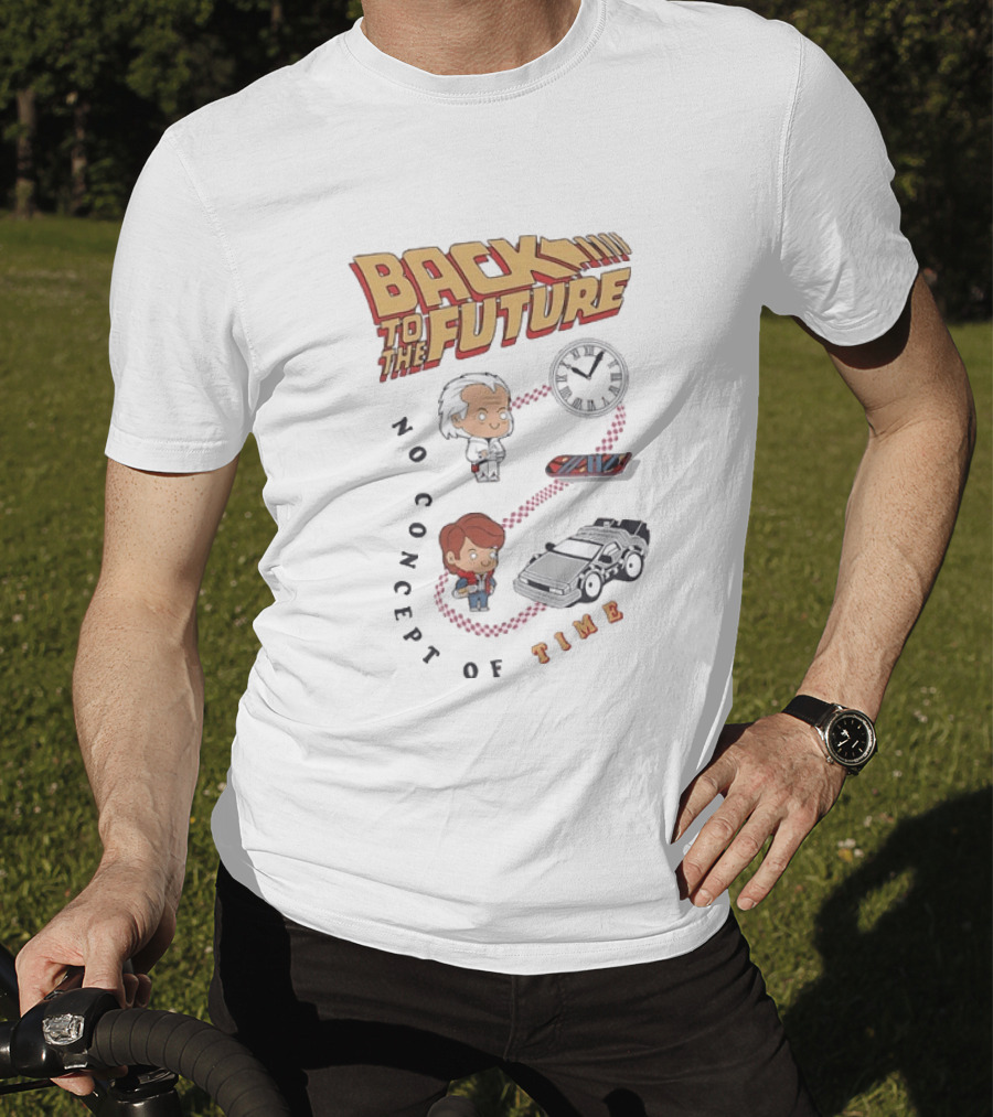 Back To The Future Marty McFly Doc Brown No Concept Of Time DeLorean T-Shirt