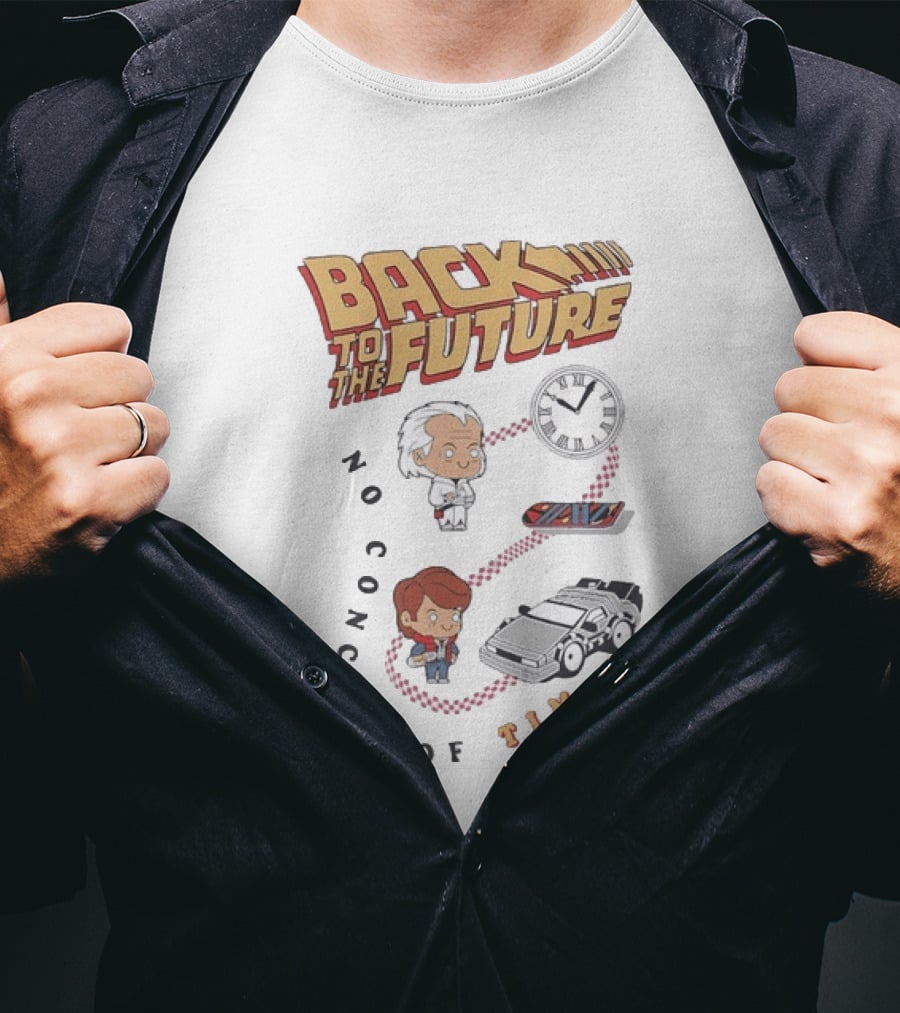 Back To The Future Marty McFly Doc Brown No Concept Of Time DeLorean T-Shirt