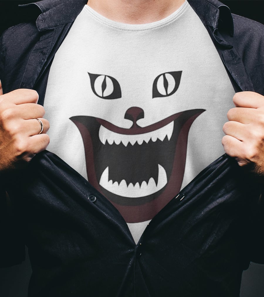 Cheshire Cat Grinning Face Alice In Wonderland Creepy Smile T-Shirt