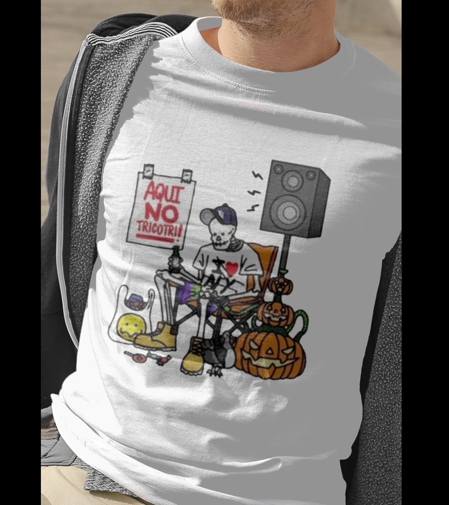 I Love New York Aqui No Tricotri Skeleton Halloween Pumpkin Speaker Chair T-Shirt