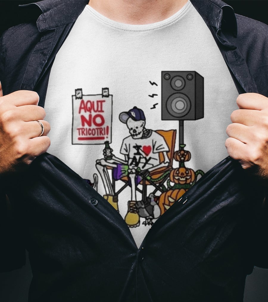 I Love New York Aqui No Tricotri Skeleton Halloween Pumpkin Speaker Chair T-Shirt