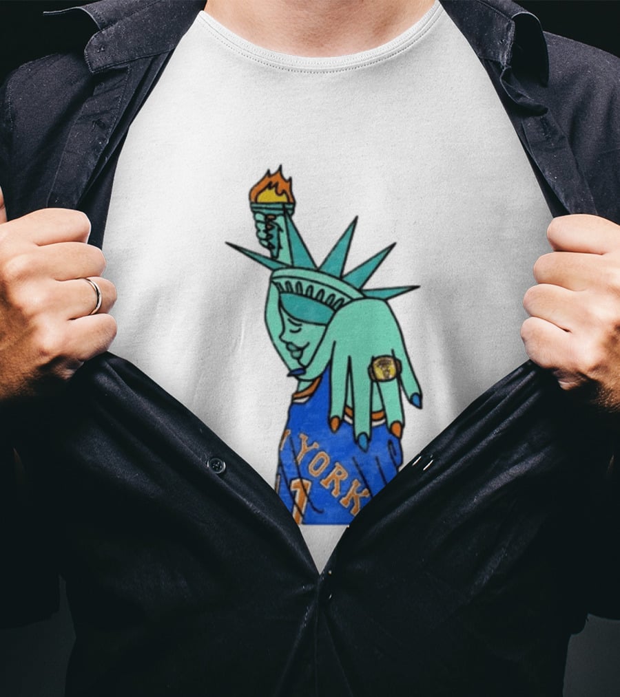 Jalen Brunson New York Knicks Liberty Statue Basketball Fan T-Shirt
