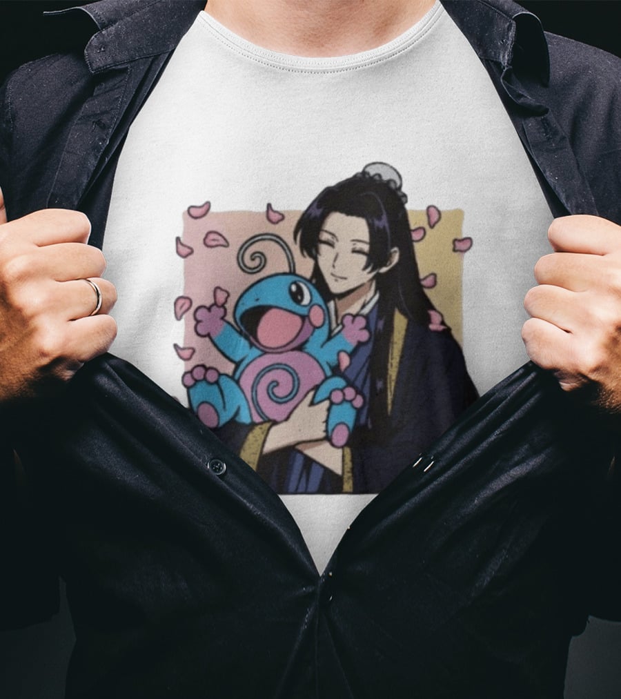 Jinshi From The Apothecary Diaries Holding Politoed Surrounded By Falling Petals T-Shirt