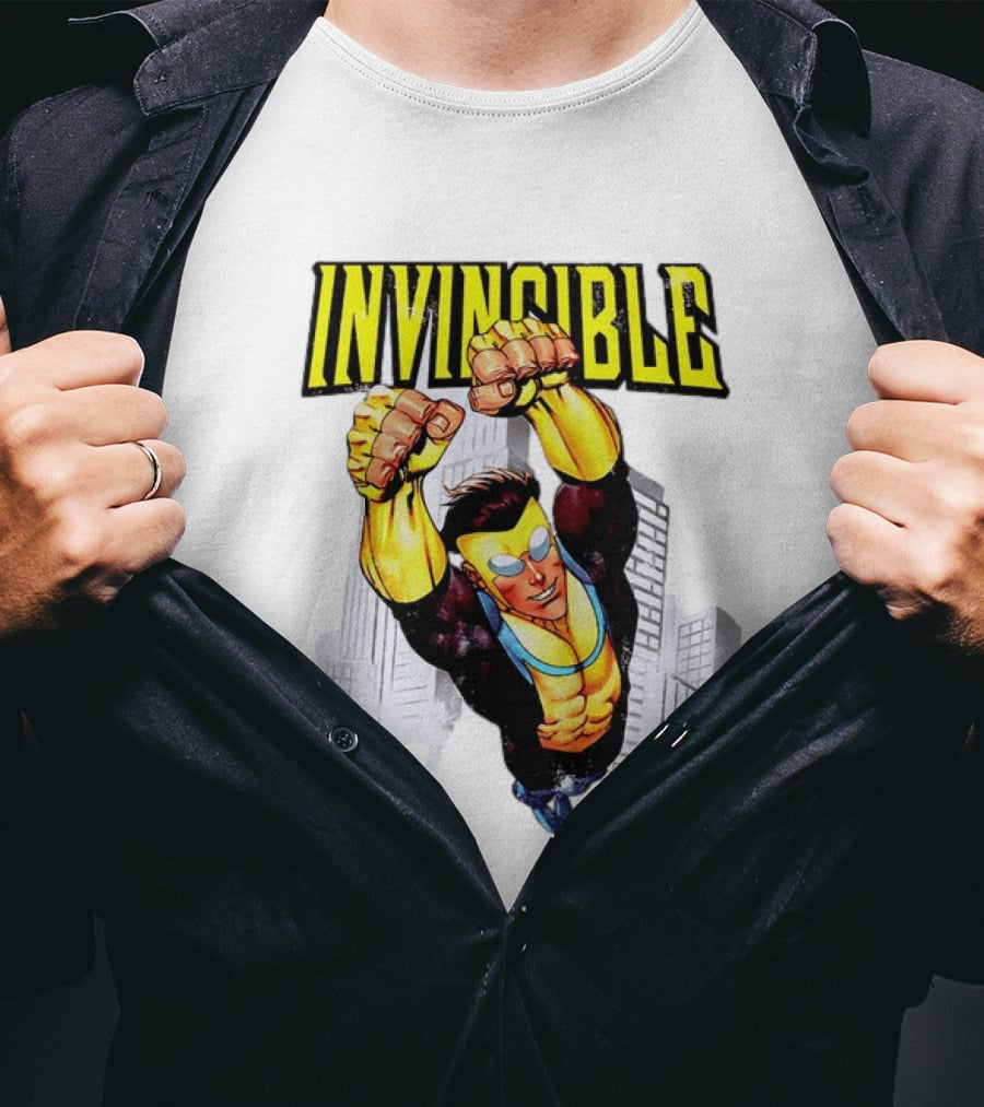 Invincible Mark Grayson Superhero Flying Action Pose T-Shirt
