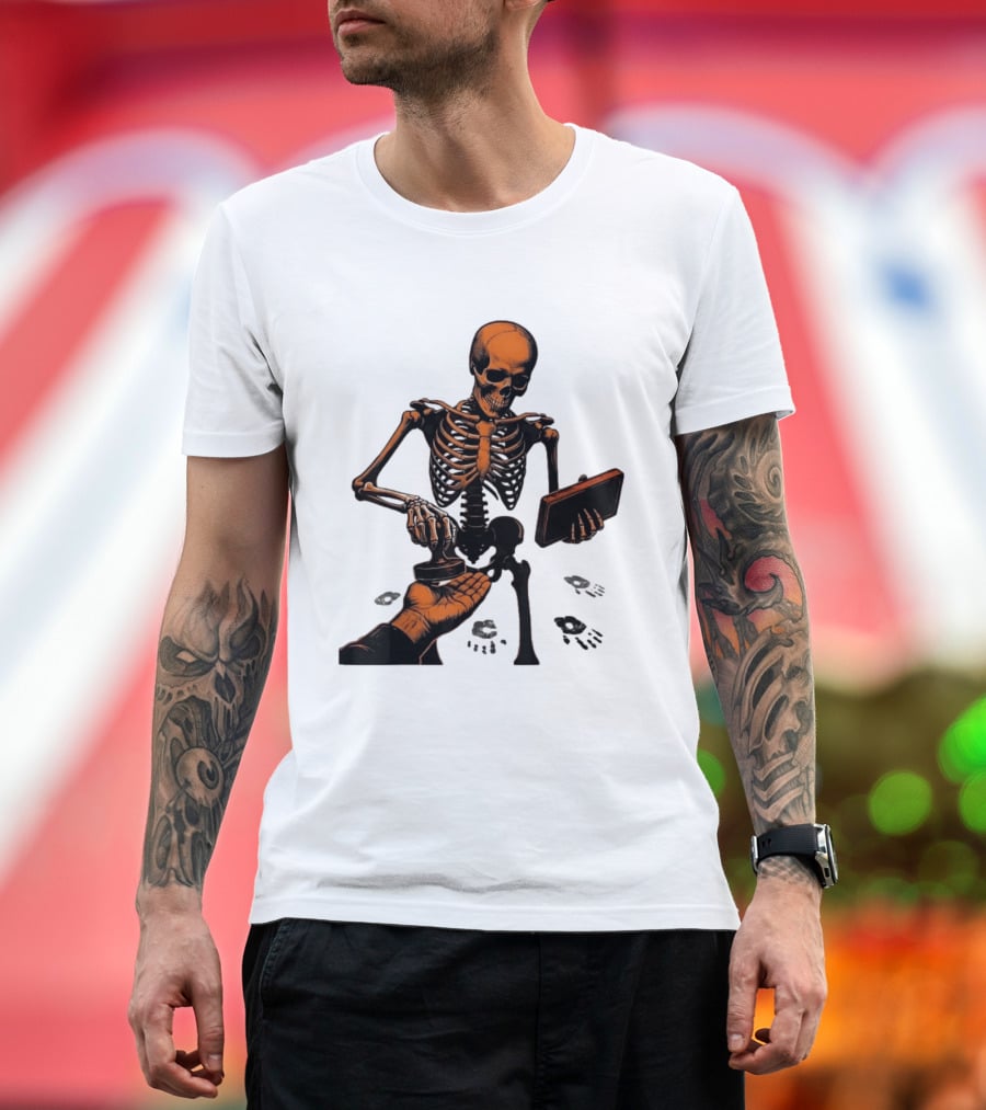 Skeleton Stamping Handprint Spooky Scary Halloween T-Shirt