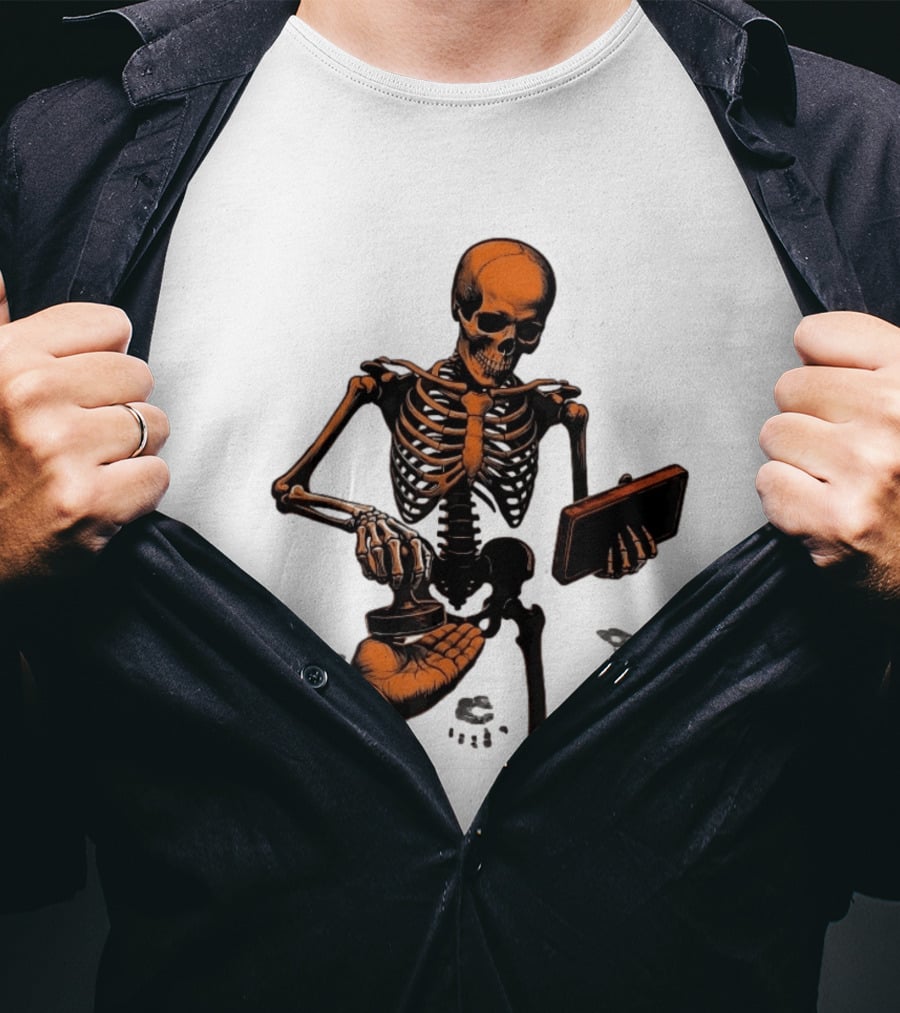 Skeleton Stamping Handprint Spooky Scary Halloween T-Shirt
