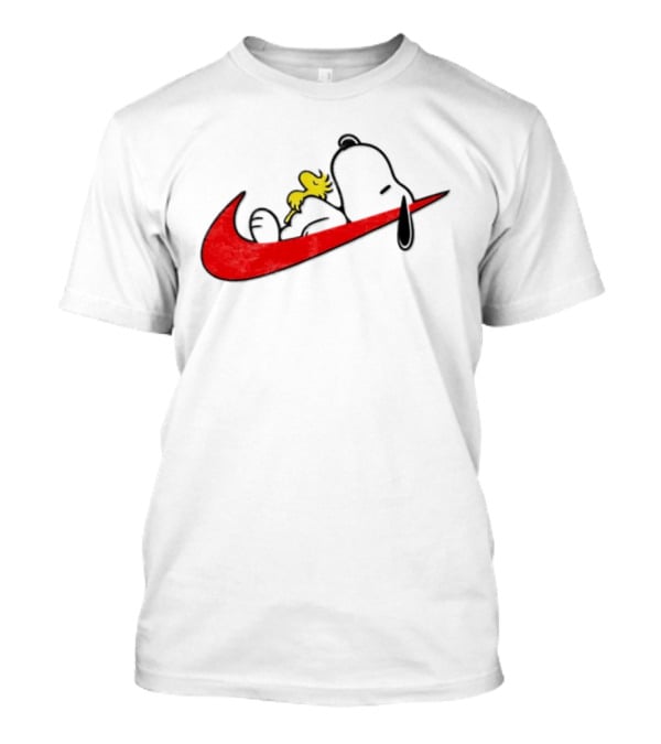 Snoopy Woodstock Resting Red Swoosh T-Shirt