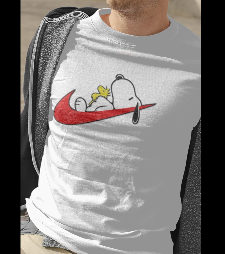 Snoopy Woodstock Resting Red Swoosh T-Shirt