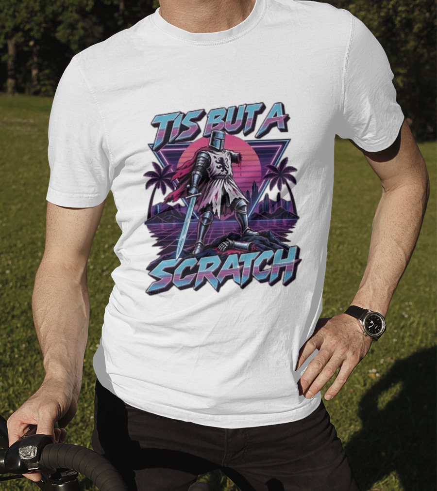 Tis But A Scratch Monty Python Knight Retro Synthwave T-Shirt