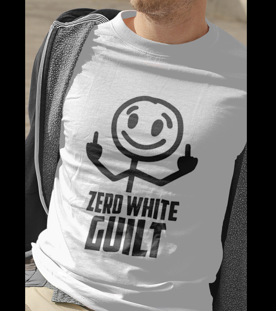 Zero White Guilt Stick Figure Middle Finger T-Shirt