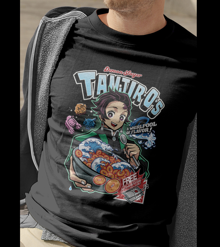 Demon Slayer Tanjiro Kamado A Whirlpool Of Flavor Free Nezuko Charms T-Shirt