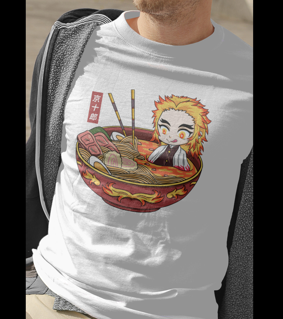 Kimetsu No Yaiba Demon Slayer Rengoku In Ramen Bowl Anime T-Shirt