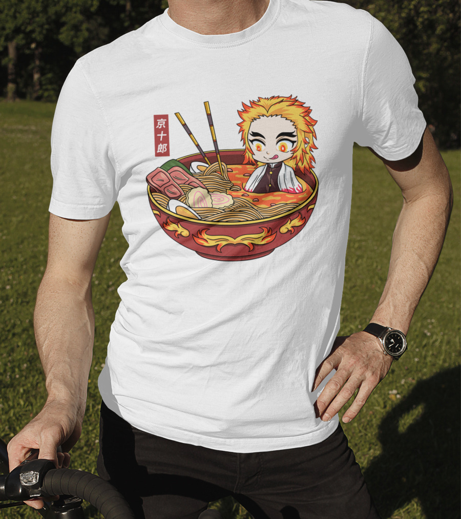 Kimetsu No Yaiba Demon Slayer Rengoku In Ramen Bowl Anime T-Shirt