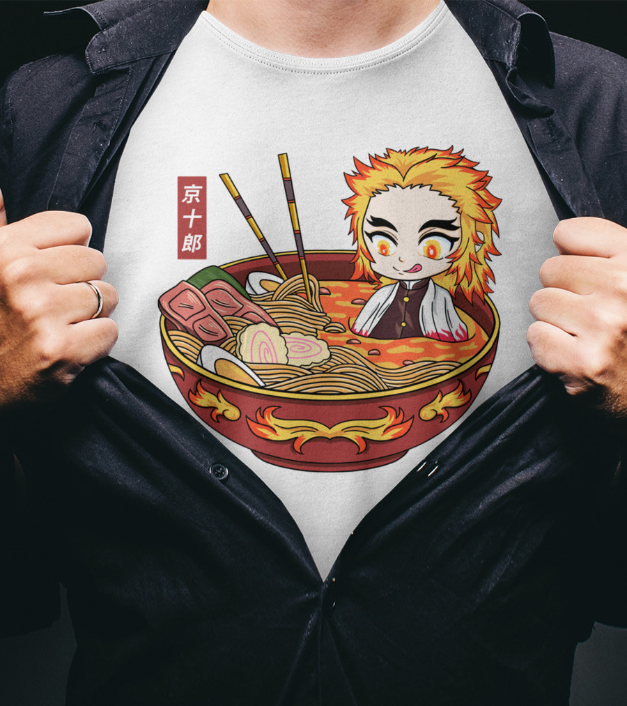Kimetsu No Yaiba Demon Slayer Rengoku In Ramen Bowl Anime T-Shirt