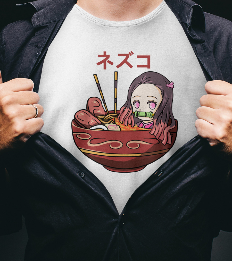 Nezuko Ramen Bowl Kimetsu No Yaiba Demon Slayer Character T-Shirt