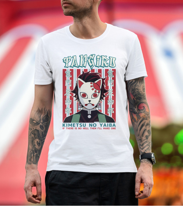 Premium T-Shirt: Tanjiro Mask Kimetsu No Yaiba If There Is No Hell Then I'll Make One T-Shirt Tanjiro Mask Kimetsu No Yaiba If There Is No Hell Then I'll Make One T-Shirt