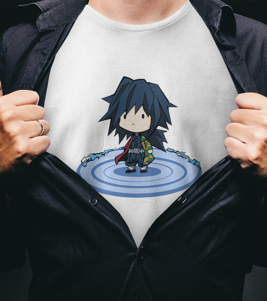 Giyu Tomioka Chibi Character Water Circle Kimetsu No Yaiba Demon Slayer T-Shirt