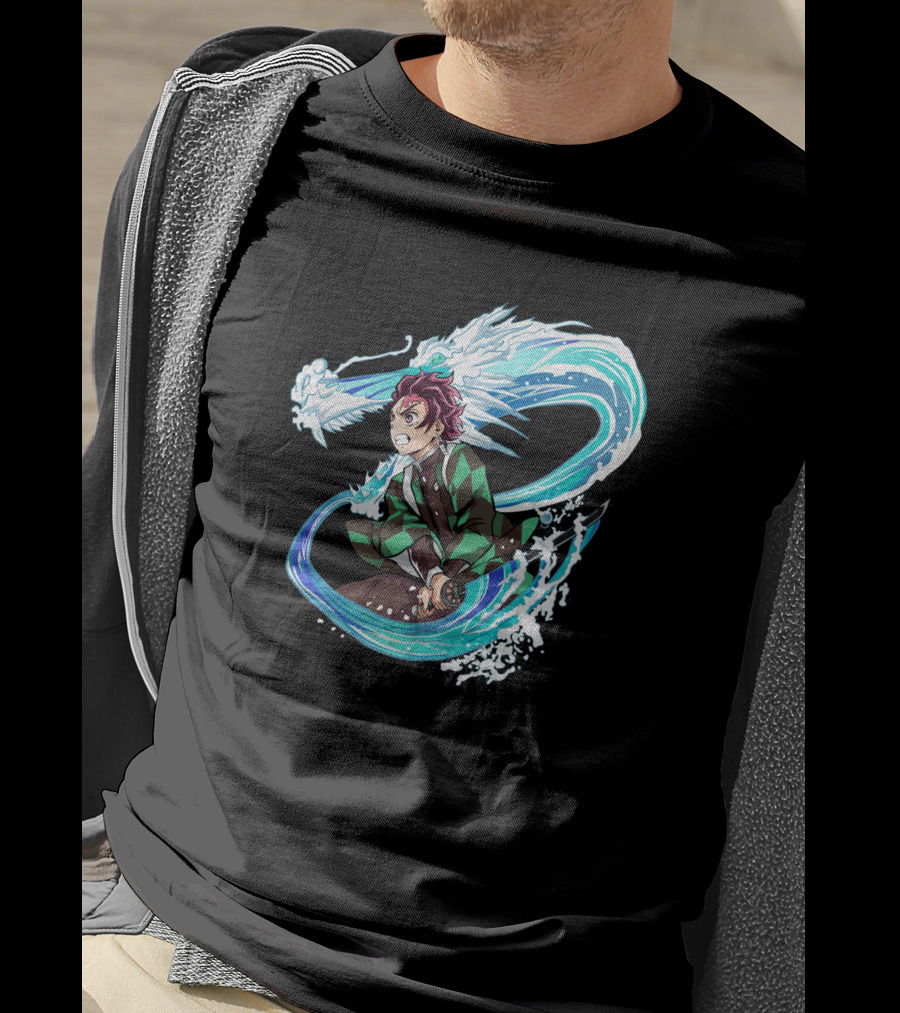 Demon Slayer Kimetsu No Yaiba Tanjiro Kamado Water Breathing Technique Dragon Wave T-Shirt